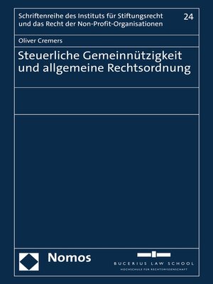 cover image of Steuerliche Gemeinnützigkeit und allgemeine Rechtsordnung